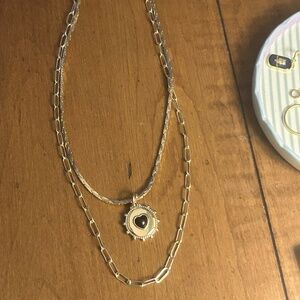 New Evereve Jude 2 Layer Heart Necklace